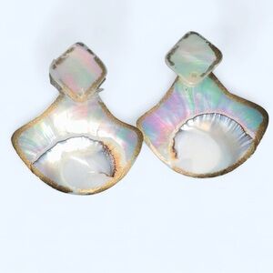 Vintage Iridescent Mother-of-Pearl Shell Statement Earrings